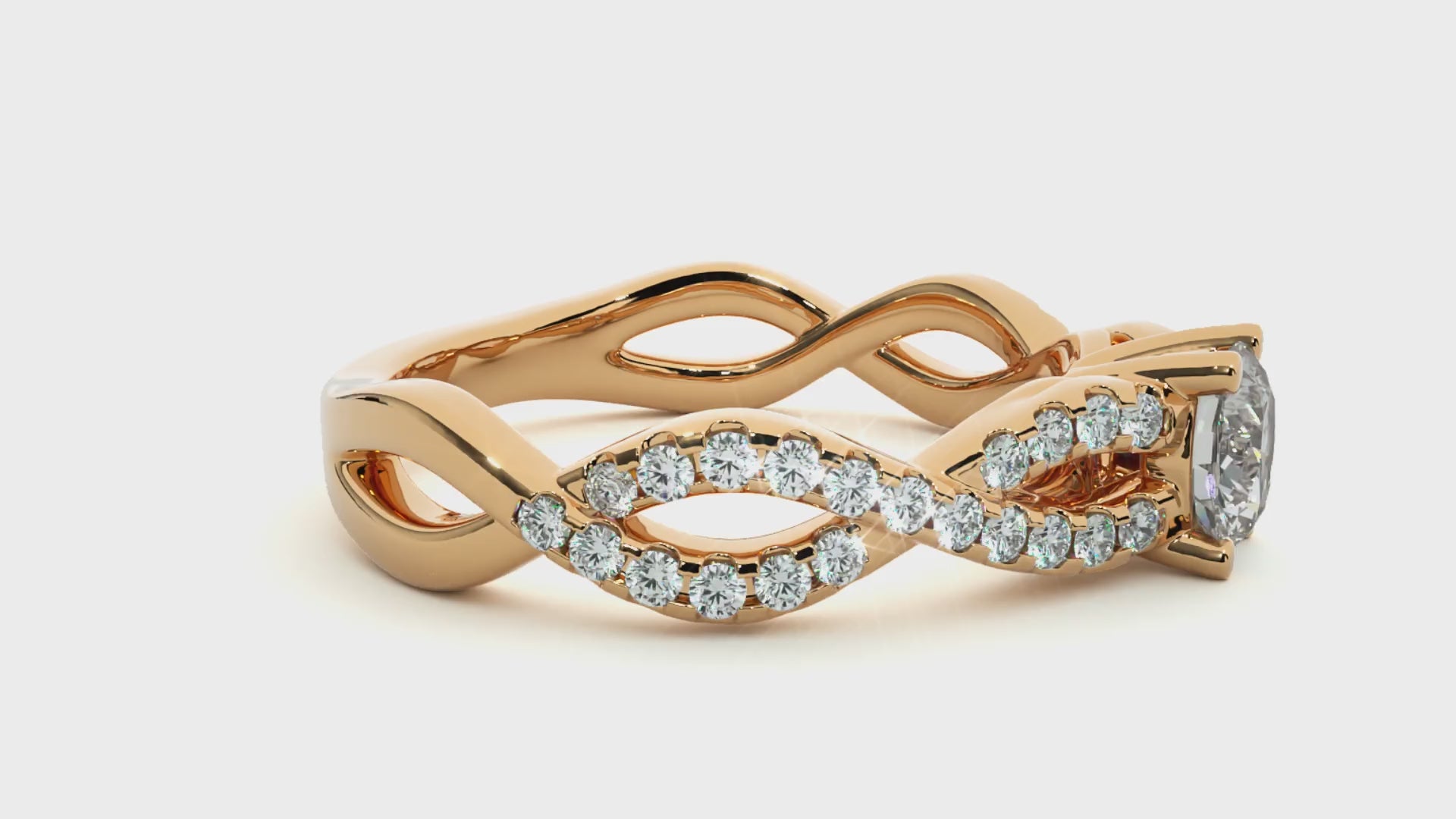 Sparkling braid Solitaire Ring