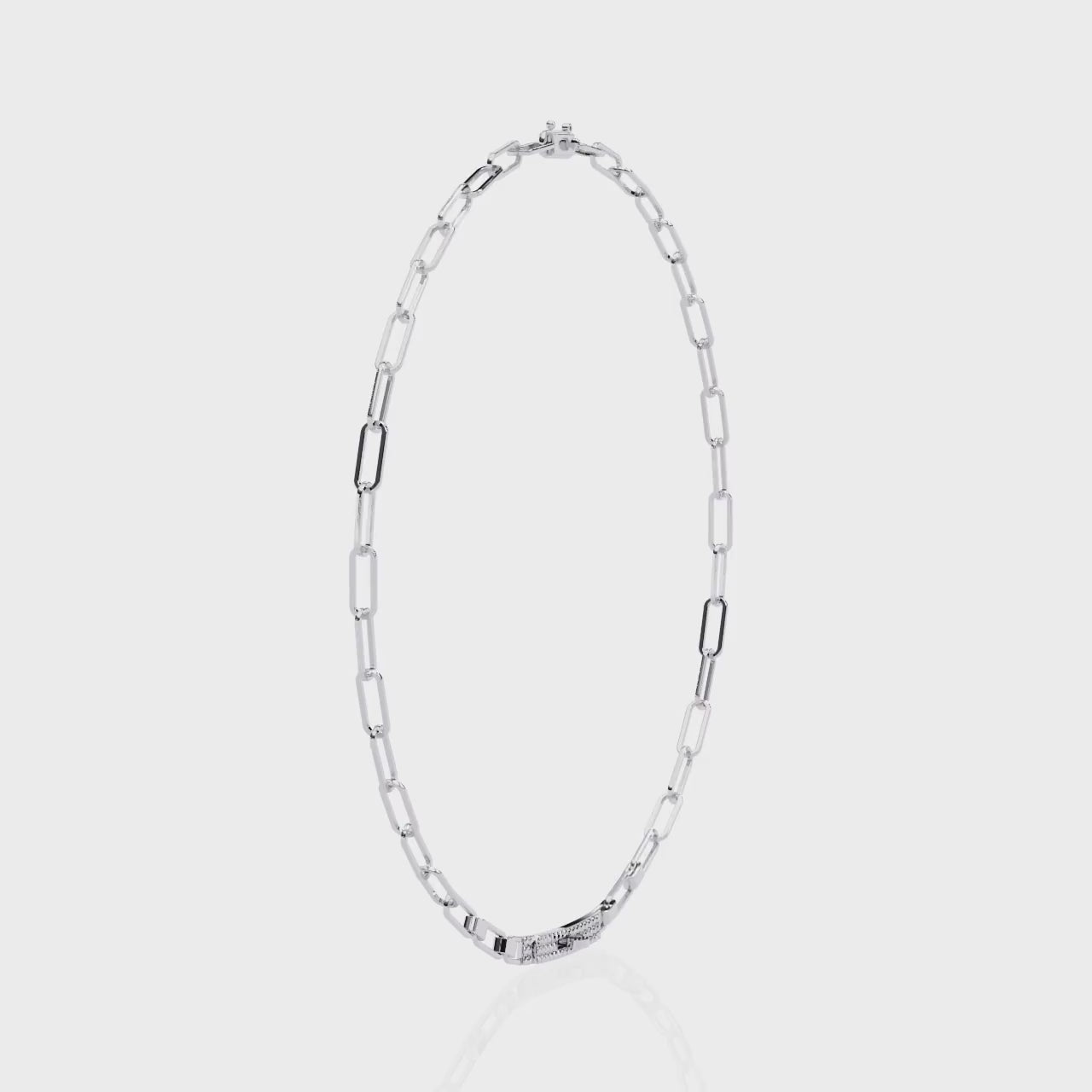 Modern Gold Link Necklace with Diamond