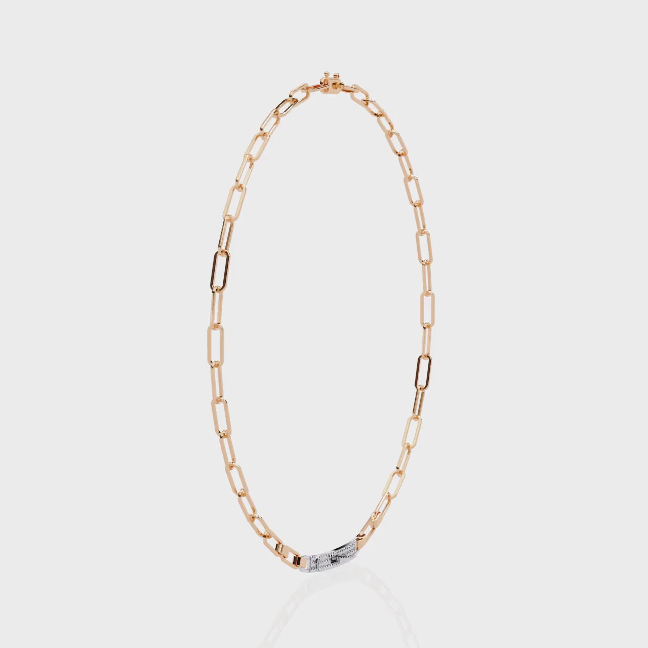 Modern Gold Link Necklace with Diamond