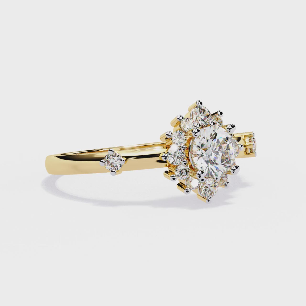 Sparkling Diamond Halo Engagement Ring