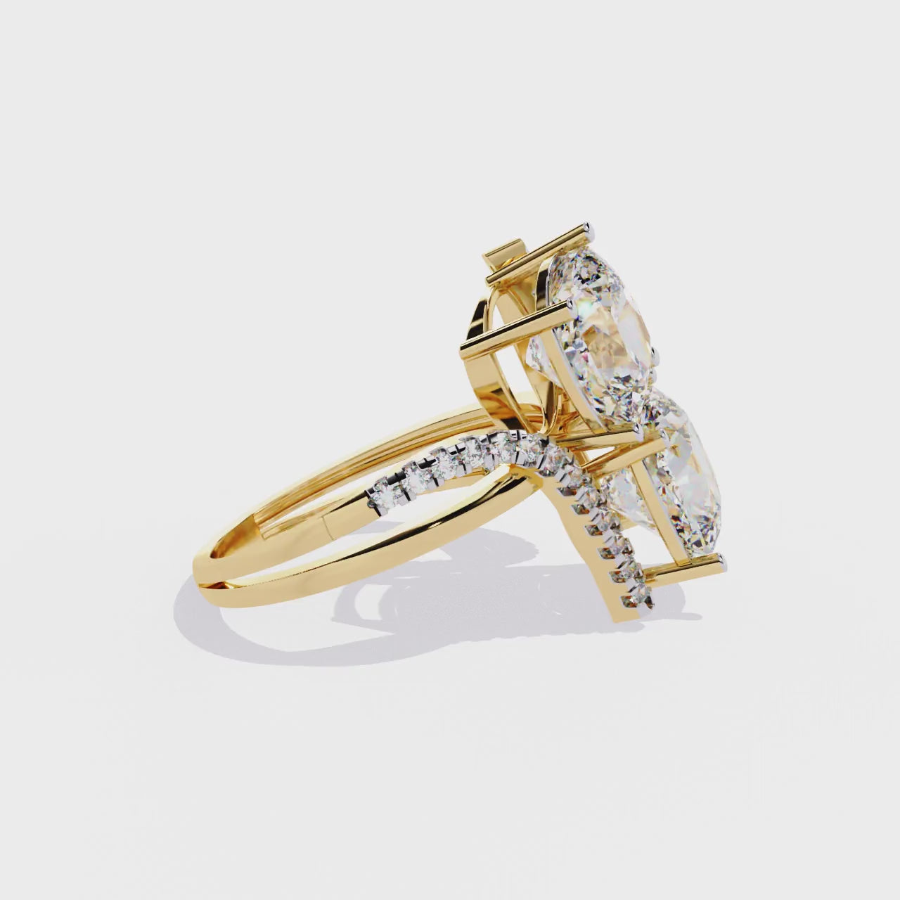 Double the Sparkle: Cushion Cut Diamond Bypass Ring