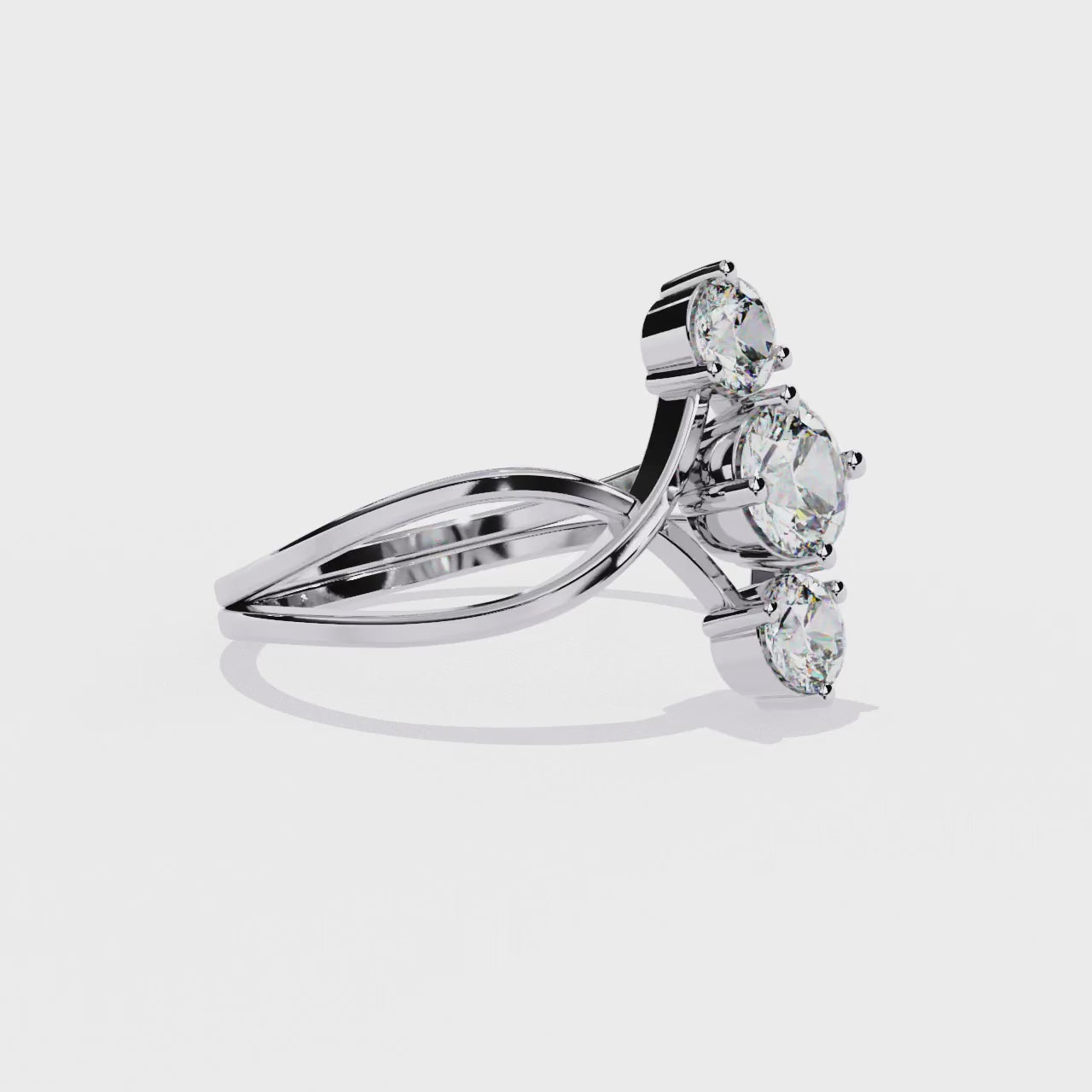 Golden Embrace Three-Stone Ring