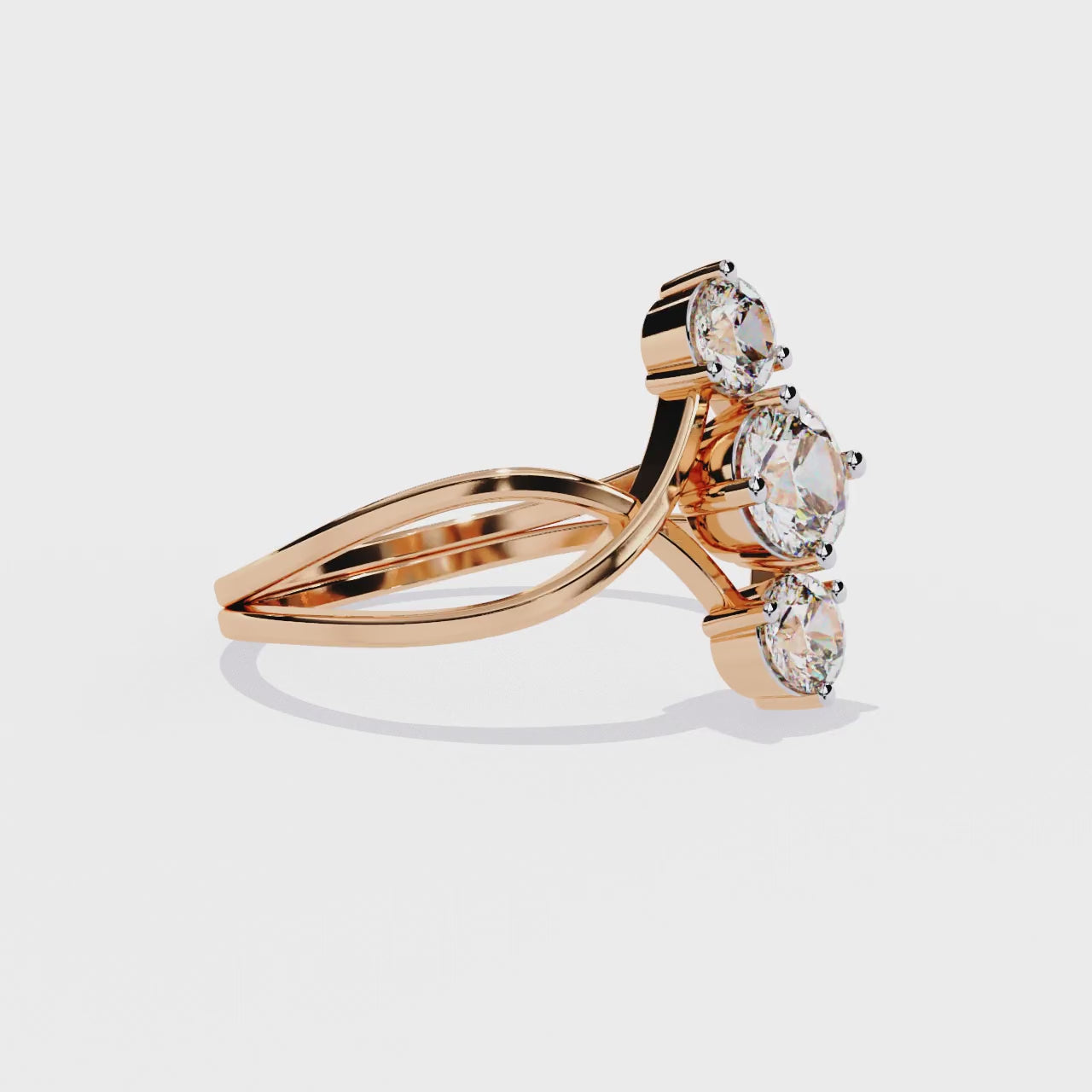 Golden Embrace Three-Stone Ring