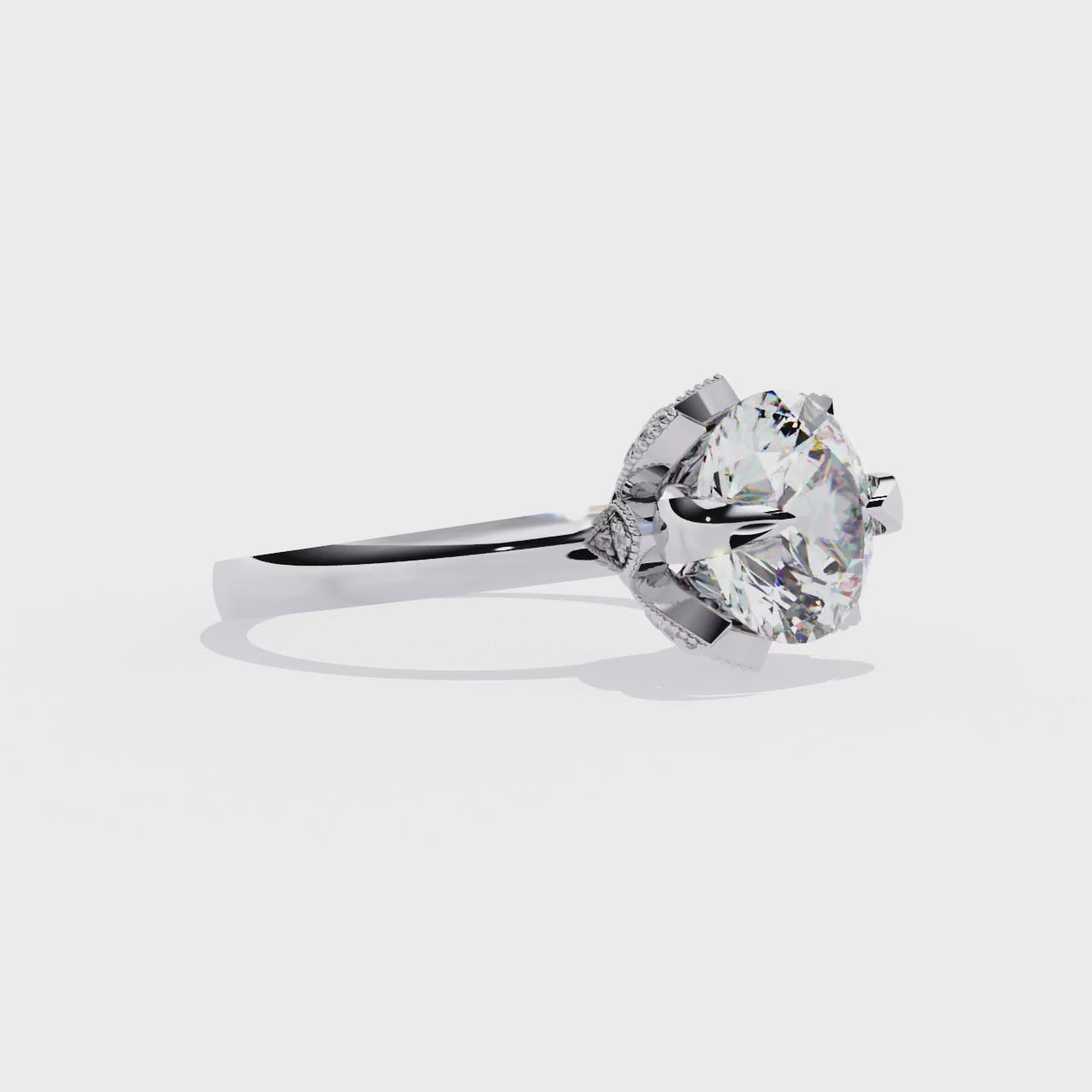 Petal Halo Rose Gold Engagement Ring