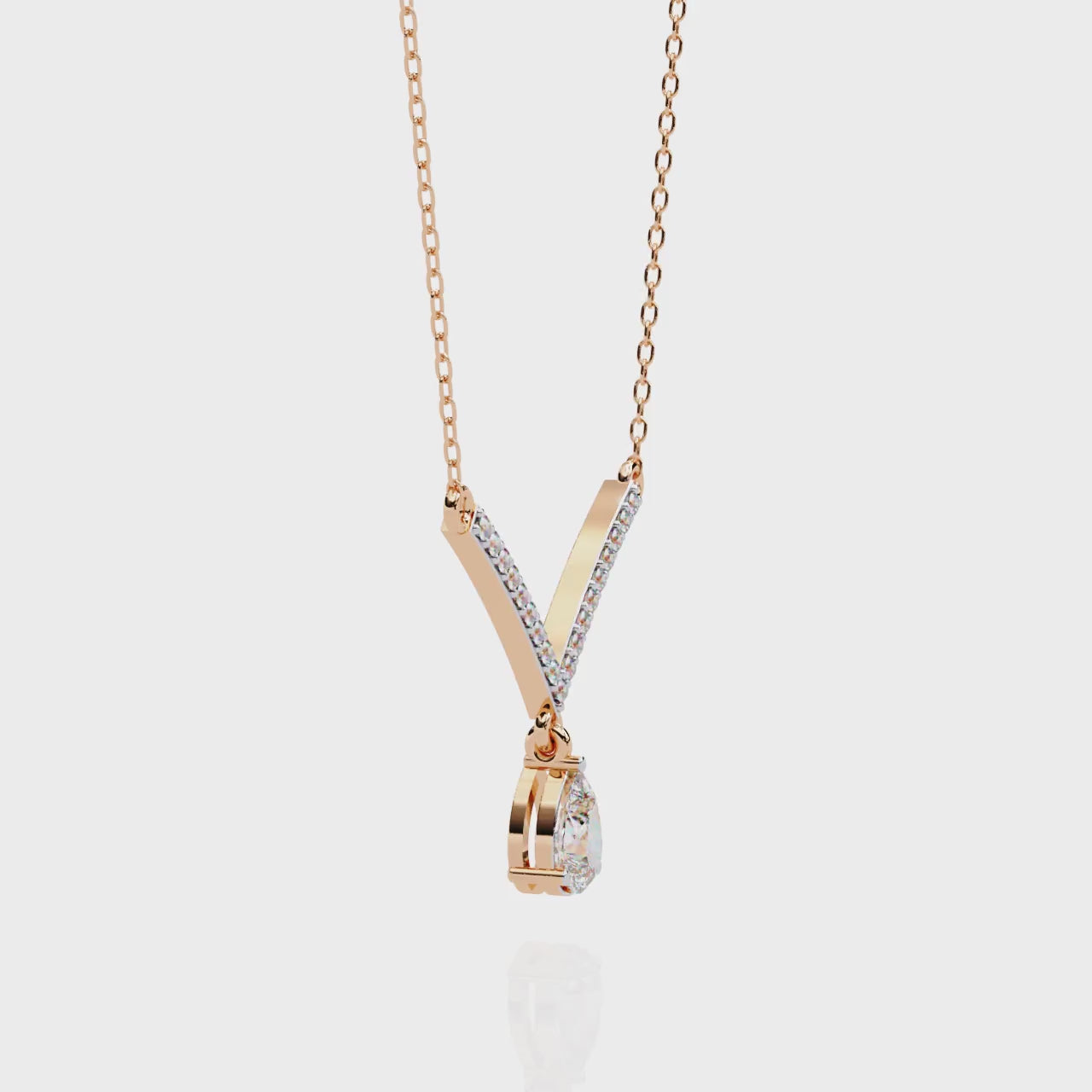 Pear Drop Diamond V Necklace