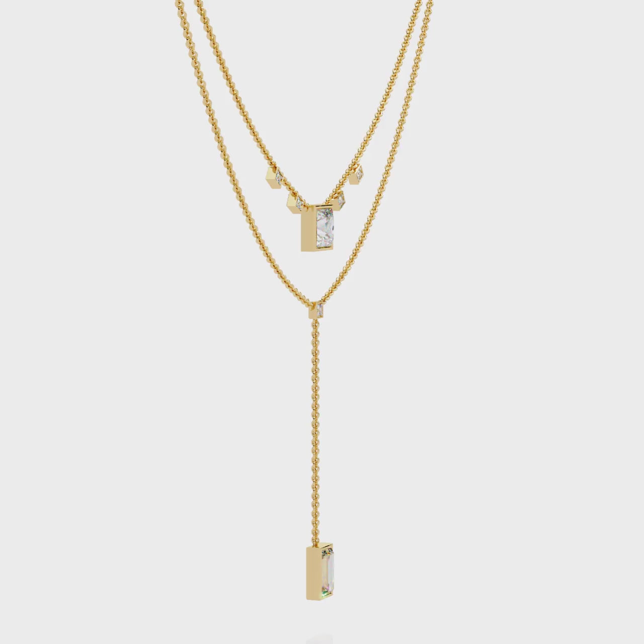 Princess Cut Diamond Y Necklace