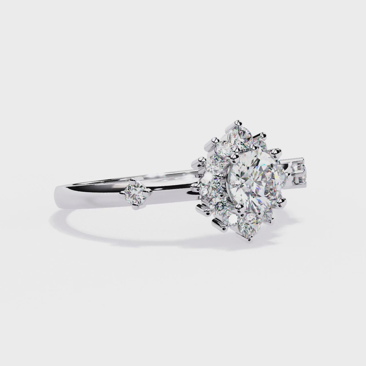Sparkling Diamond Halo Engagement Ring