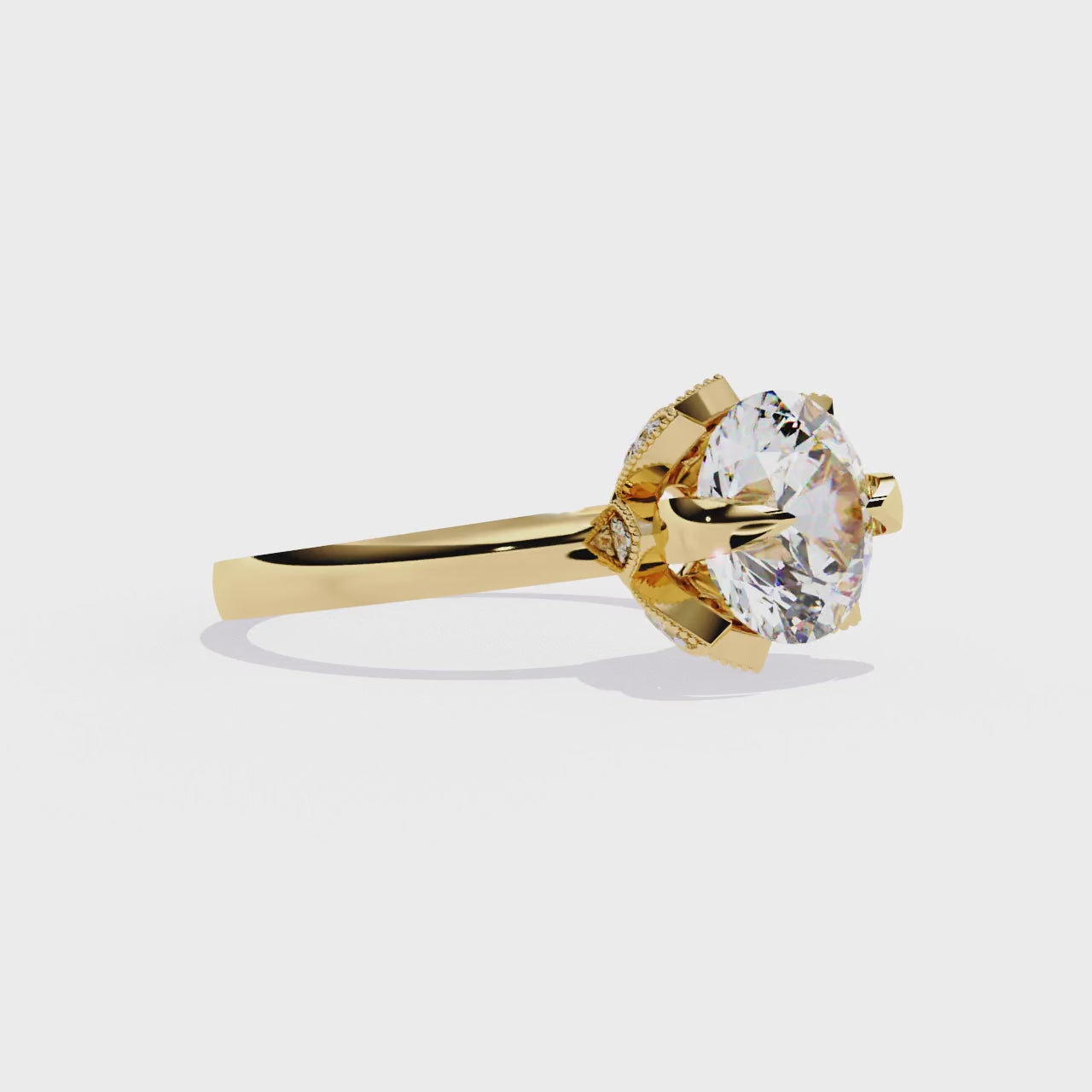 Petal Halo Rose Gold Engagement Ring