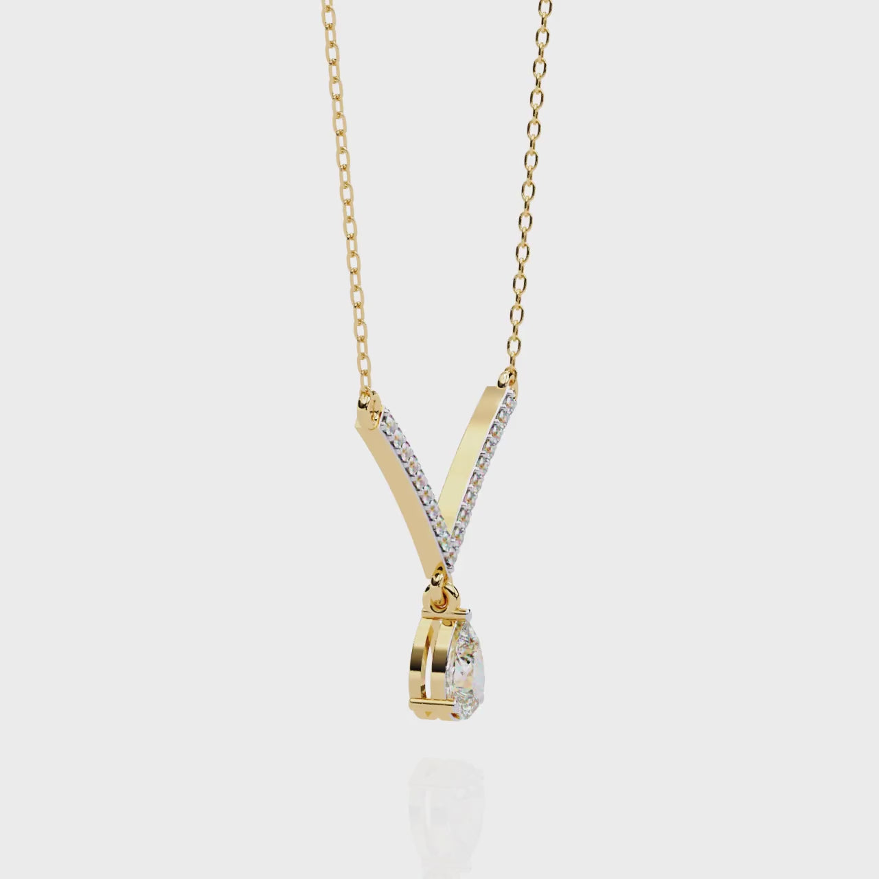 Pear Drop Diamond V Necklace