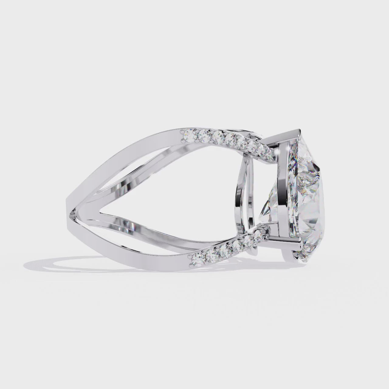 Pear-Shaped Diamond Crossover Ring