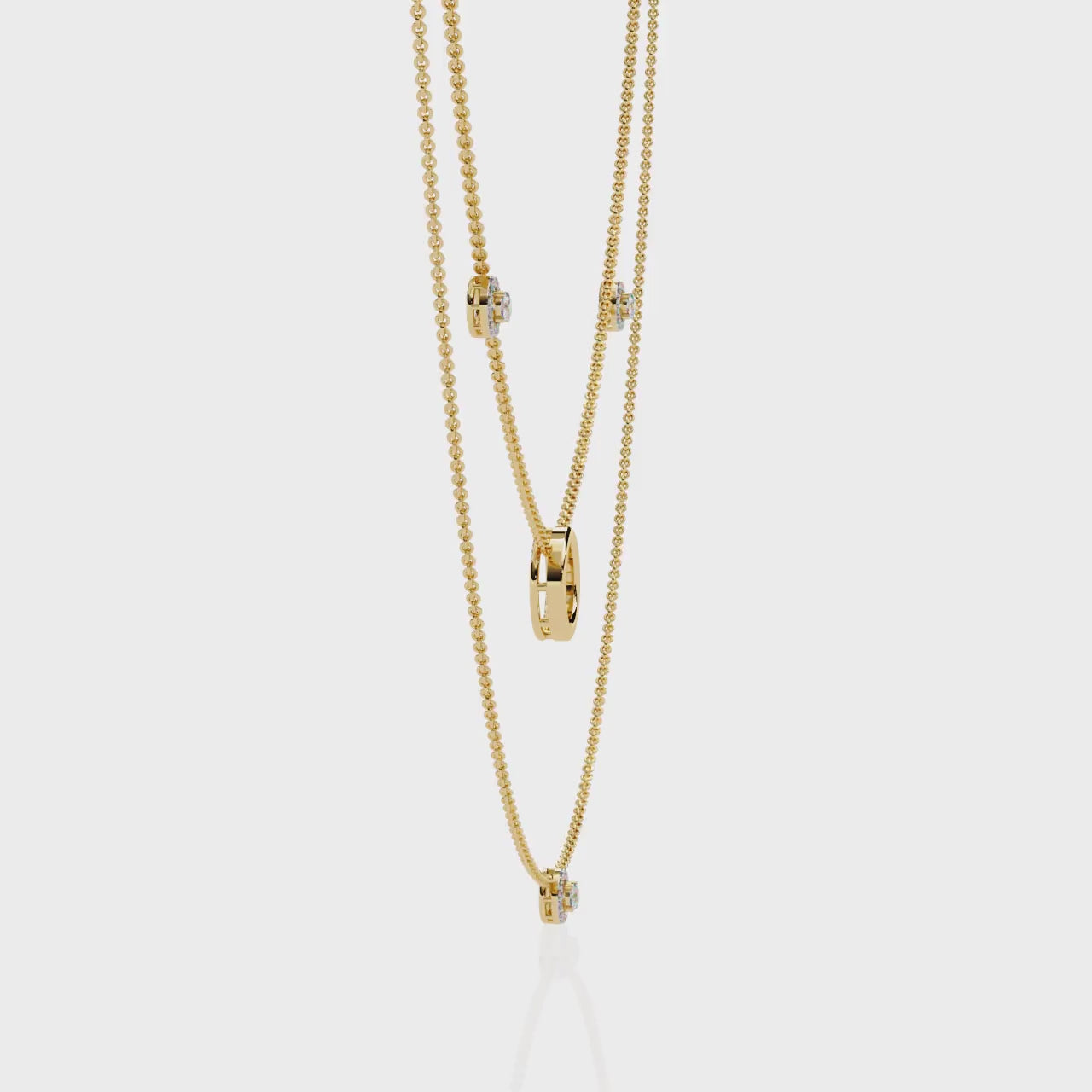 Dainty Gold Three-Strand Necklace with Circle